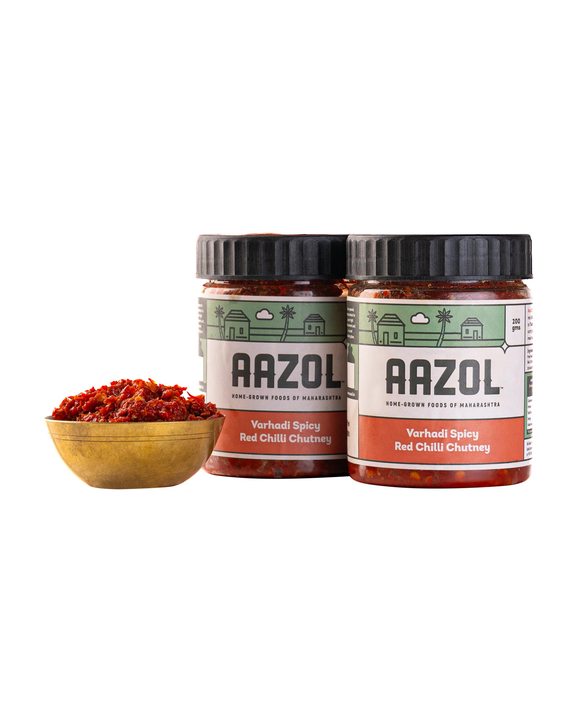 Aazol Spicy Red Chilli Chutney: Varhadi Thecha - 400g (200g - Pack